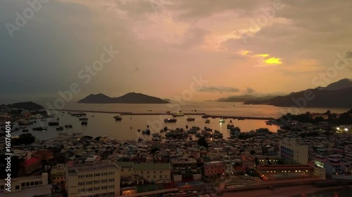 Drone shot at sunset in Cheung Chau Hong Kong