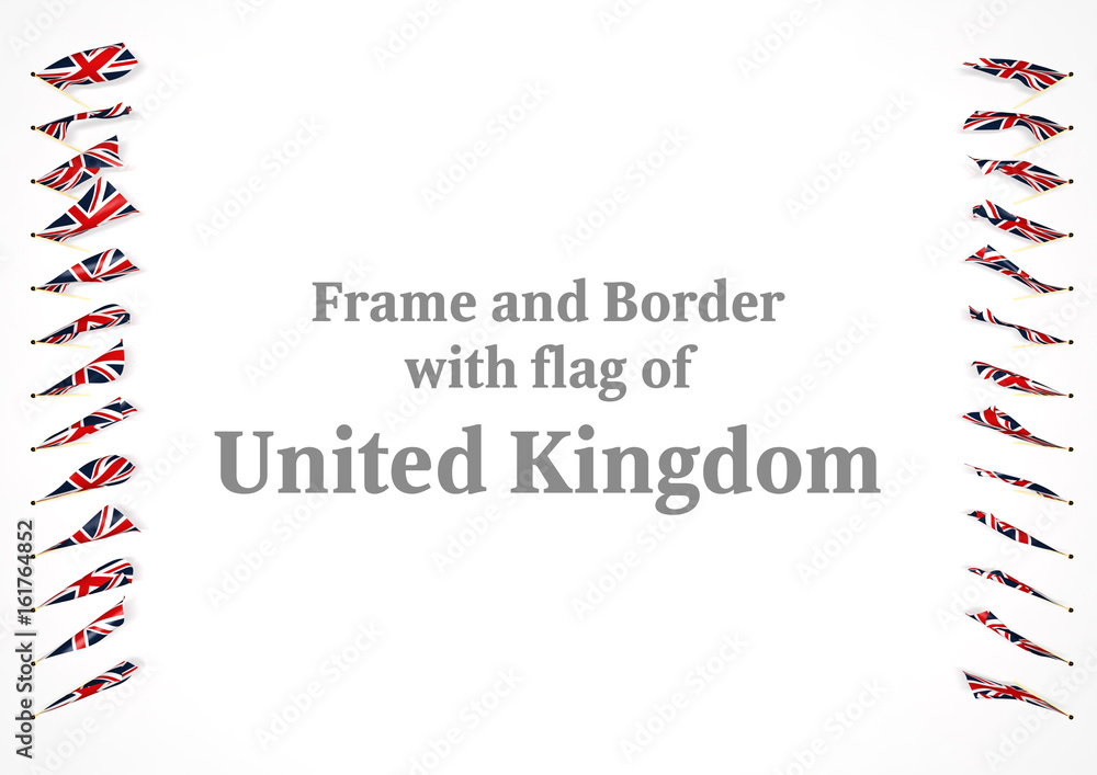 Fototapeta premium Frame and border with flag of United Kingdom. 3d illustration