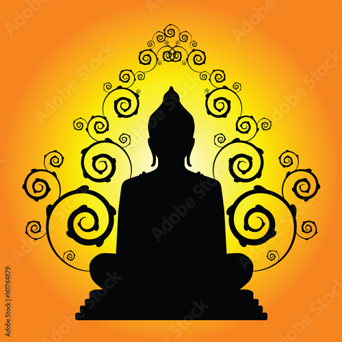 buddha statue on silhouette in vector