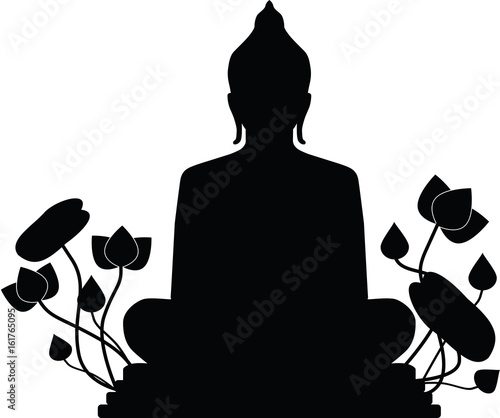 buddha statue on silhouette in vector
