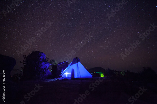 camping tent under sky night star