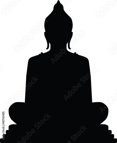 buddha statue on silhouette in vector