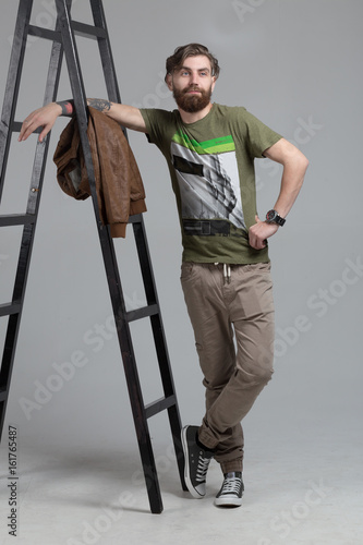 Portrait of hipster man in a studio