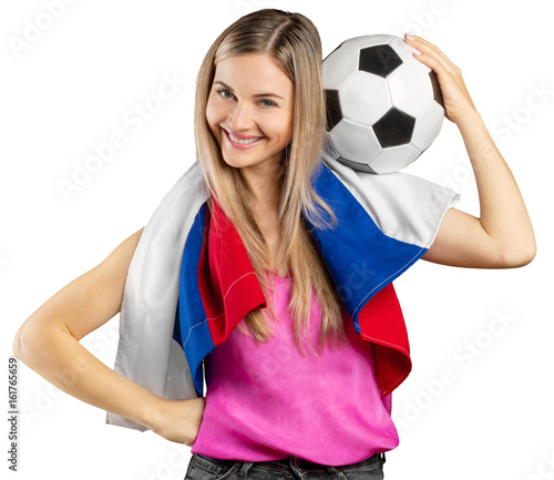 russian soccer fan isolated on white