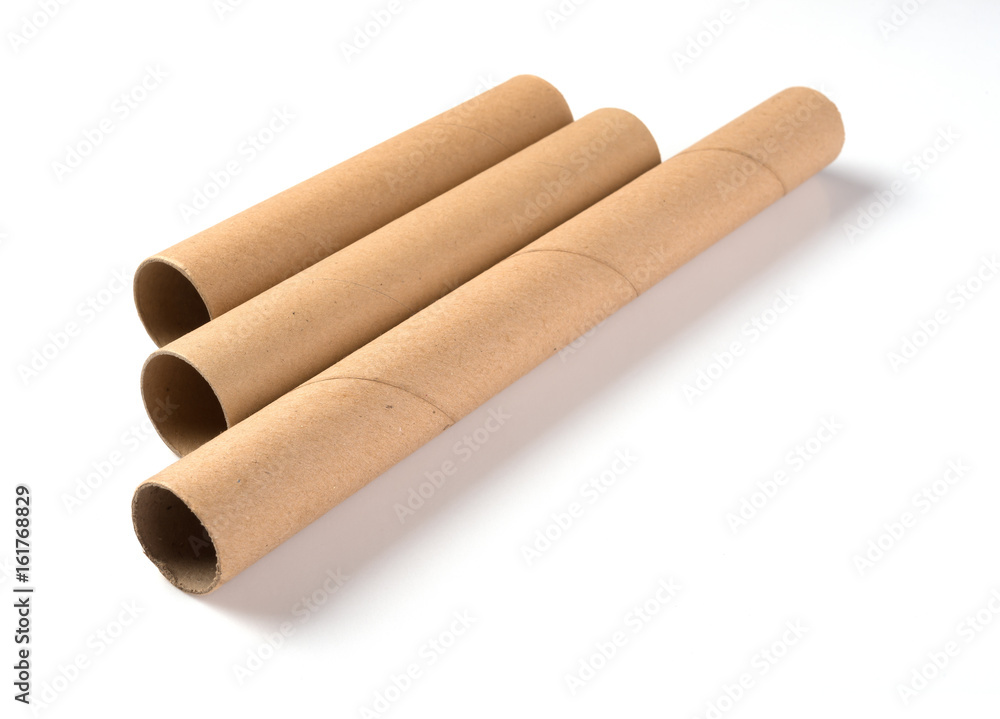 brown paper rolls on a white background brown paper rolls on a white background