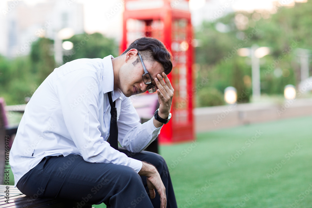 Young asian businessman get stress Young asian businessman get stress