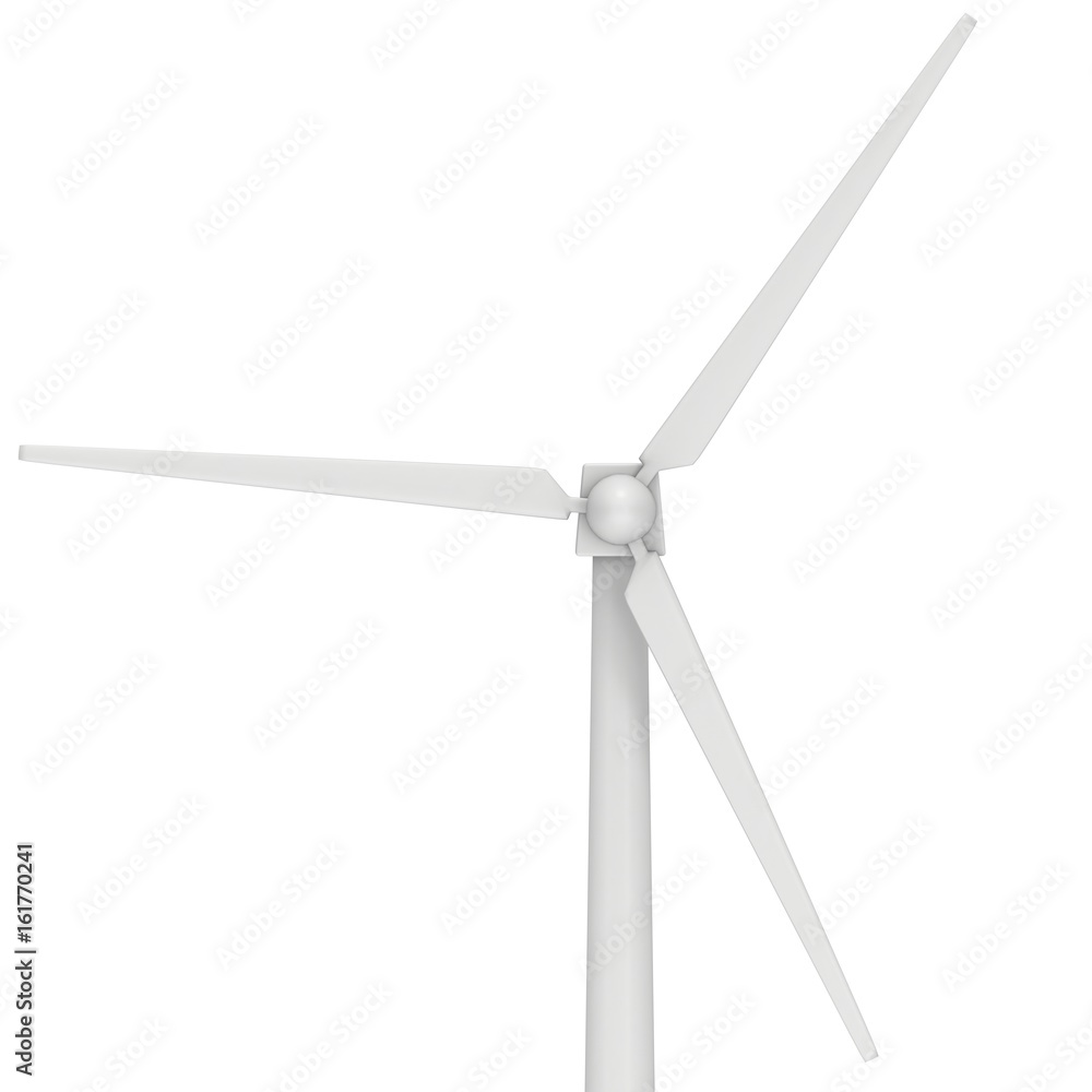 Wind turbine with propeller. Windmill generator 3D render isolated on