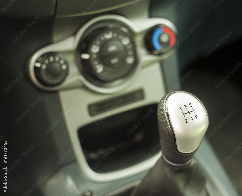 gear shifter in a modern car, selective focus