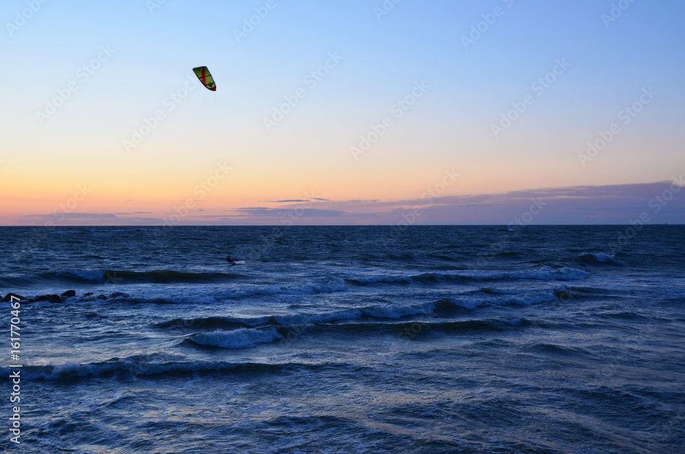 kitesurfing with wind