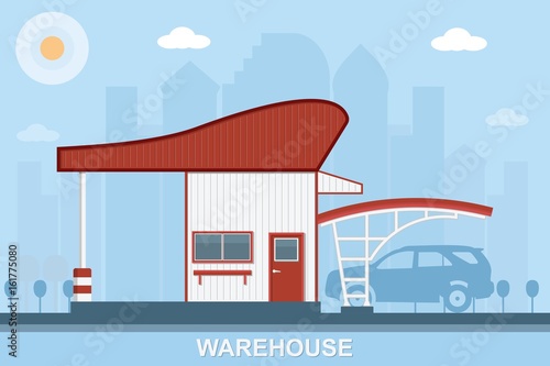 Fototapeta Naklejka Na Ścianę i Meble -  Warehouse transportation in flat style vector illustration