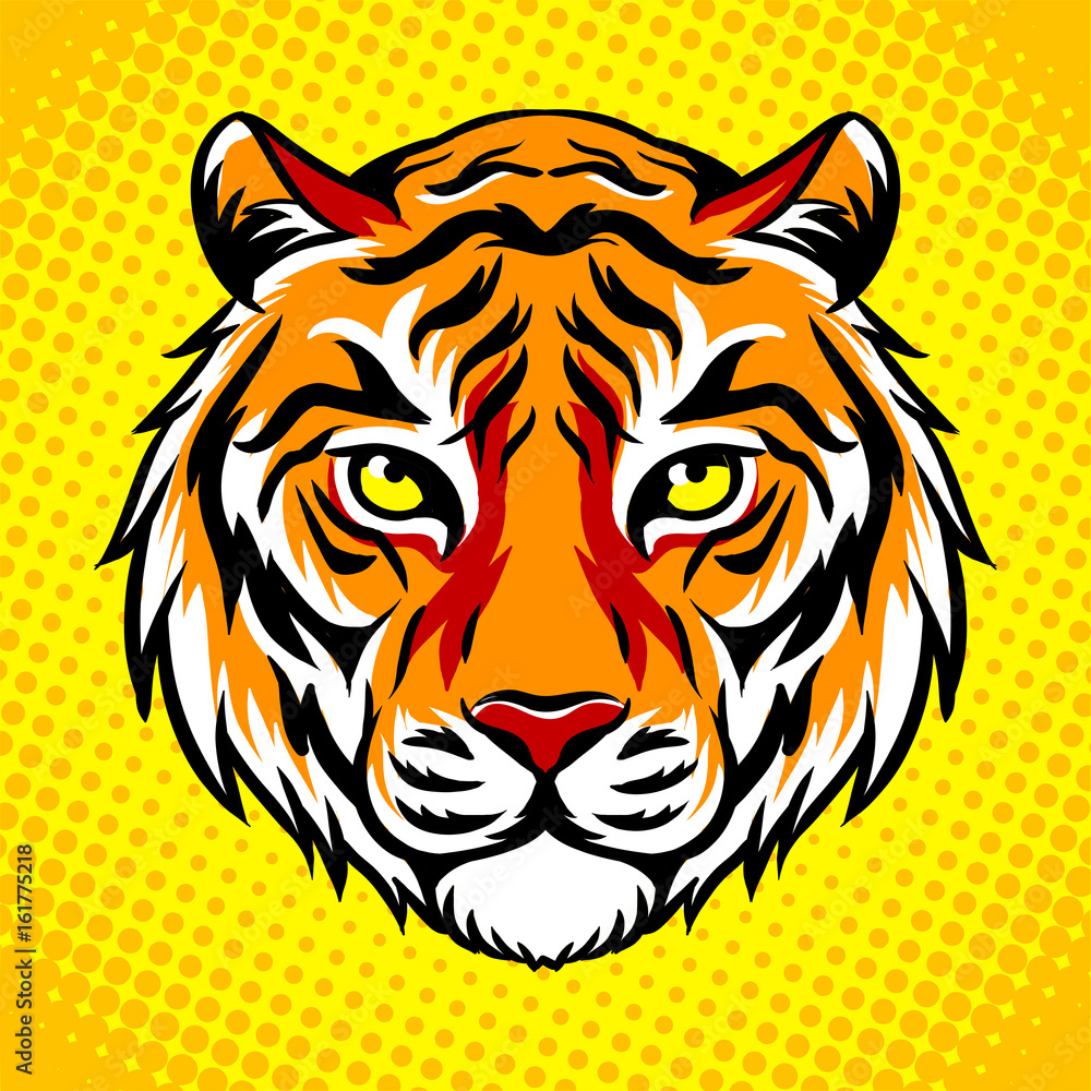 Tiger head pop art style vector illustration Stock Vector | Adobe Stock