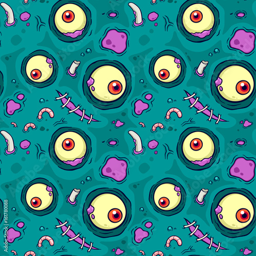 Vector illustration seamless pattern with Zombie