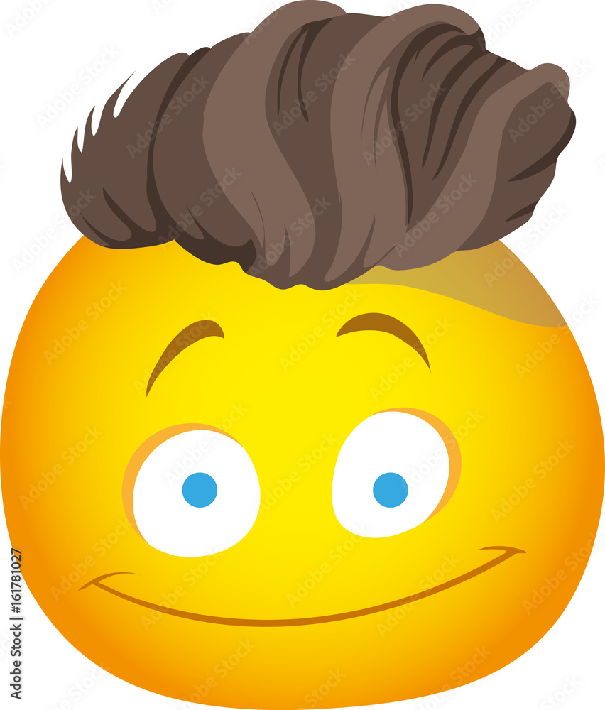 Emoji with fashionable brown hair Stock Vector | Adobe Stock