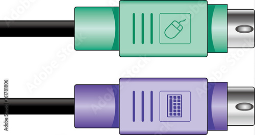 PS2 ps/2 cables for mouse and keyboard. vectors
