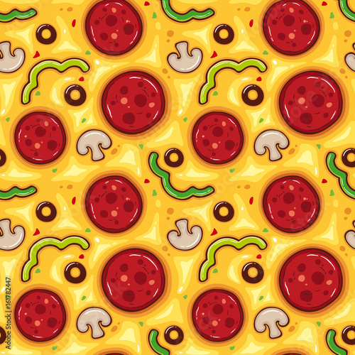 Vector illustration seamless pattern with pizza
