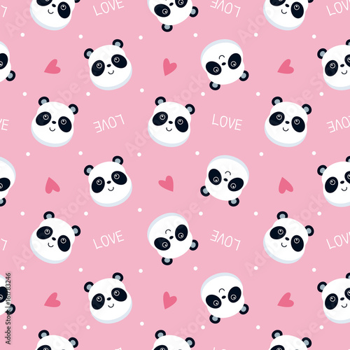 Fototapeta Naklejka Na Ścianę i Meble -  Vector illustration seamless pattern with panda face