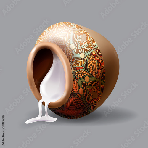 realistic inverted clay pot with sour cream