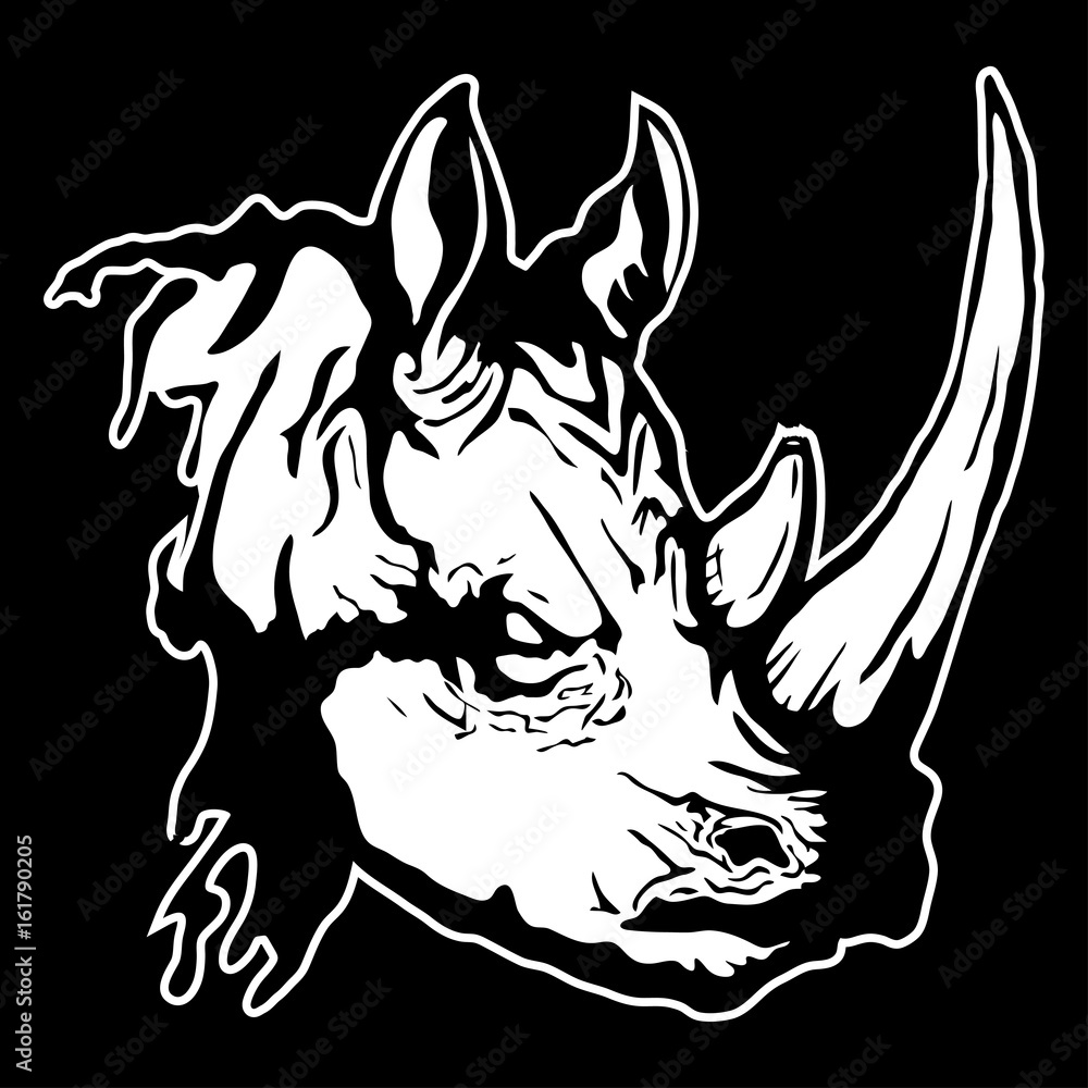 Fototapeta premium Vector illustration of a rhinoceros head