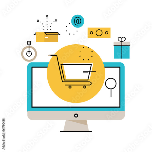 Online shopping, online order and payment, e-commerce, purchasing online, delivery process vector illustration design for mobile and web graphics