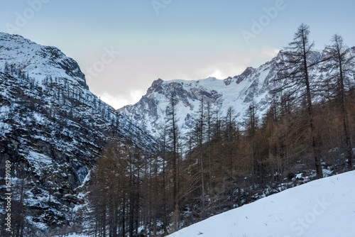 Snowy mountains in Macugnaga, Italy