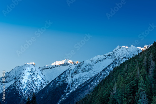 Tableau sur toile Alpine landscape with snowy mountains in Macugnaga, Italy