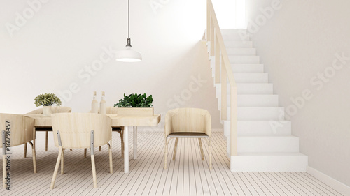 dining area white tone in home or apartment - 3D Rendering © CHOTi