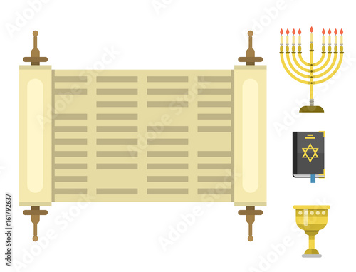 Judaism church traditional symbols isolated hanukkah religious synagogue passover hebrew jew vector illustration.