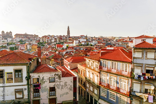 Panorama of the evening city of Porto, Portugal