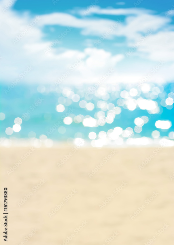 Blur summer white sand beach with sparkling sea water