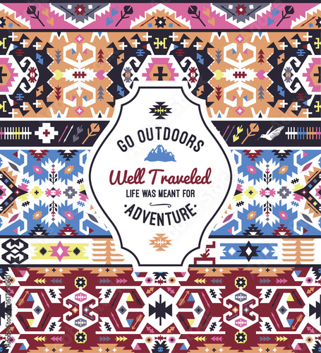 Fancy abstract geometric vector pattern in tribal style