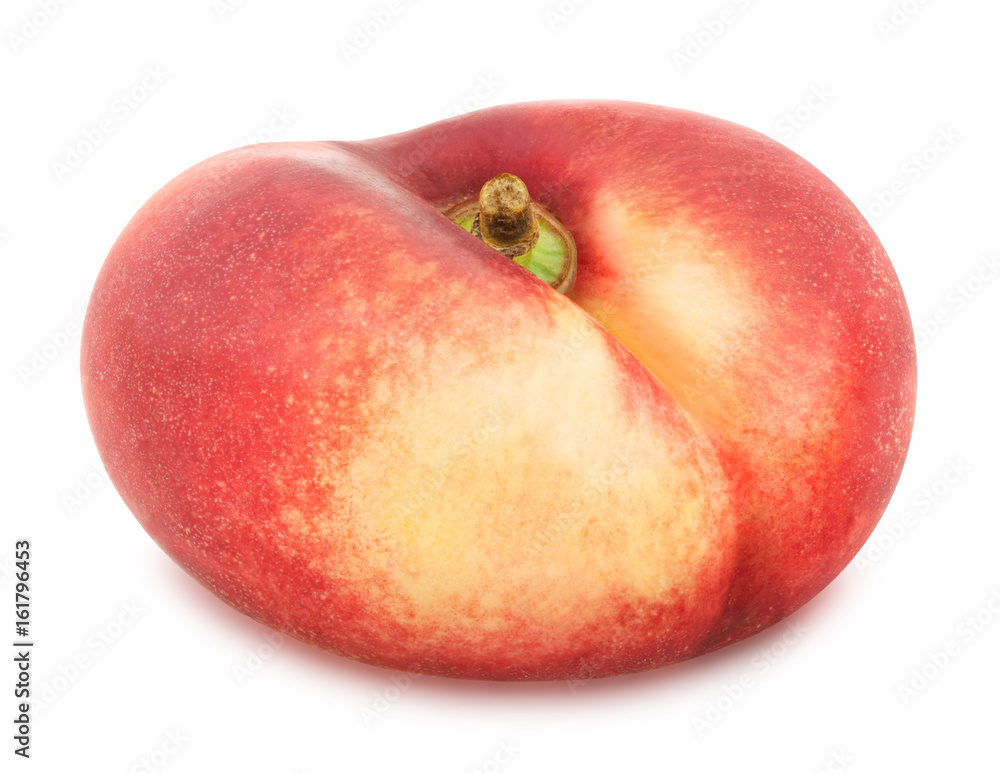 Flat nectarine isolated on white. Full depth of field. Flat nectarine isolated on white. Full depth of field.
