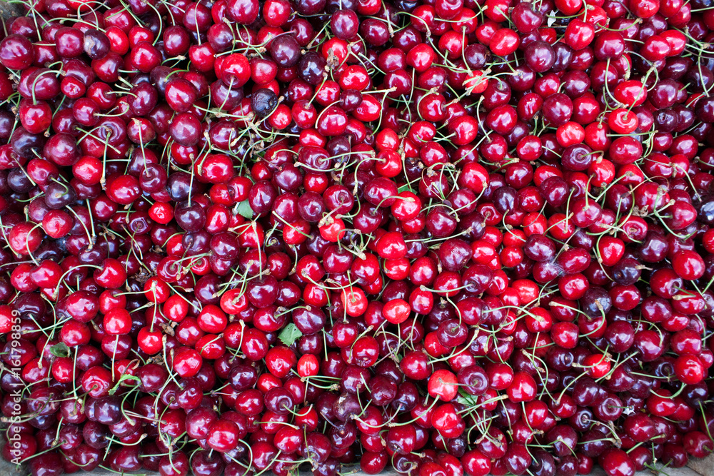 Cherry basket Sweet cherry background cherry with leaf Cherry basket Sweet cherry background cherry with leaf