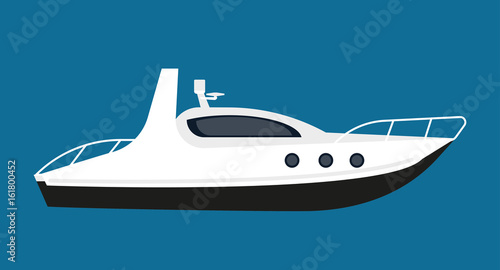 Modern white boat for short distance cruises isolated illustration