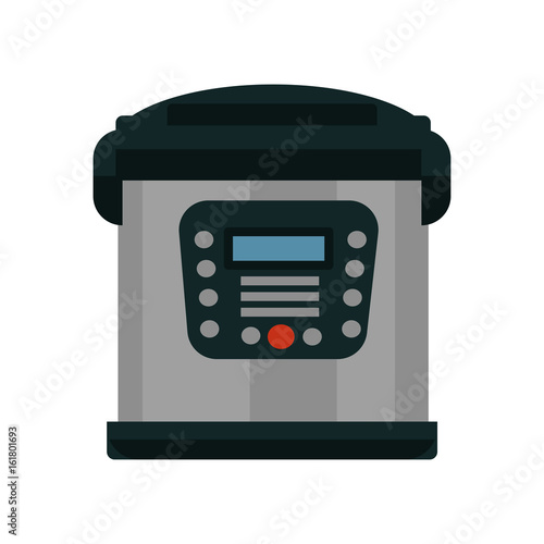 Multifunctional multicooker of metal color with lot of buttons