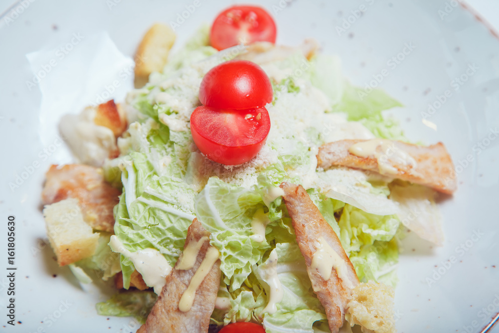 Caesar Salad with Chicken Fillet and Parmesan Cheese Caesar Salad with Chicken Fillet and Parmesan Cheese
