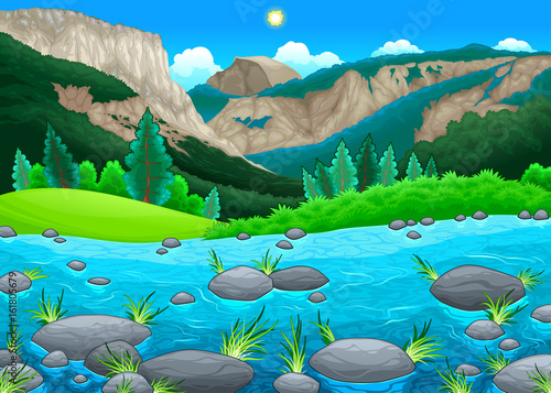 Mountain landscape with lake