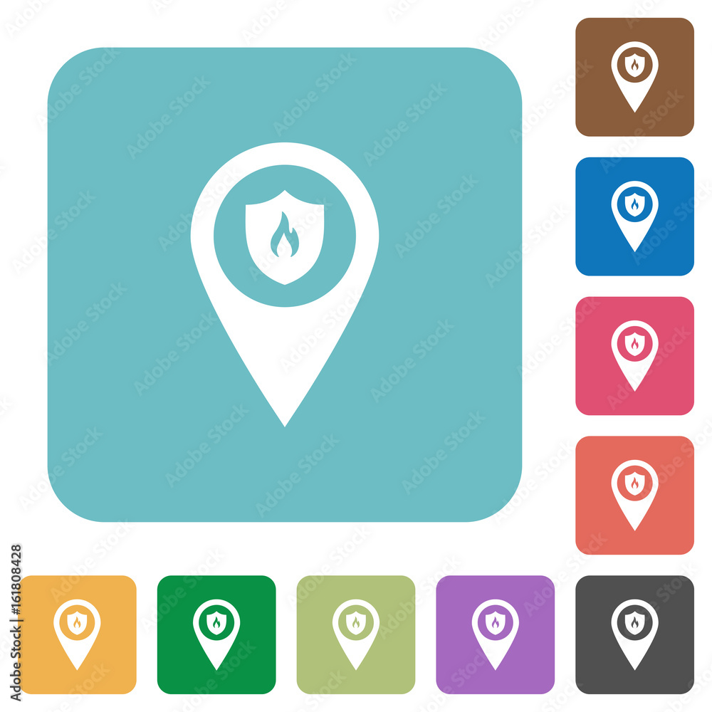Fire station GPS map location rounded square flat icons Fire station GPS map location rounded square flat icons
