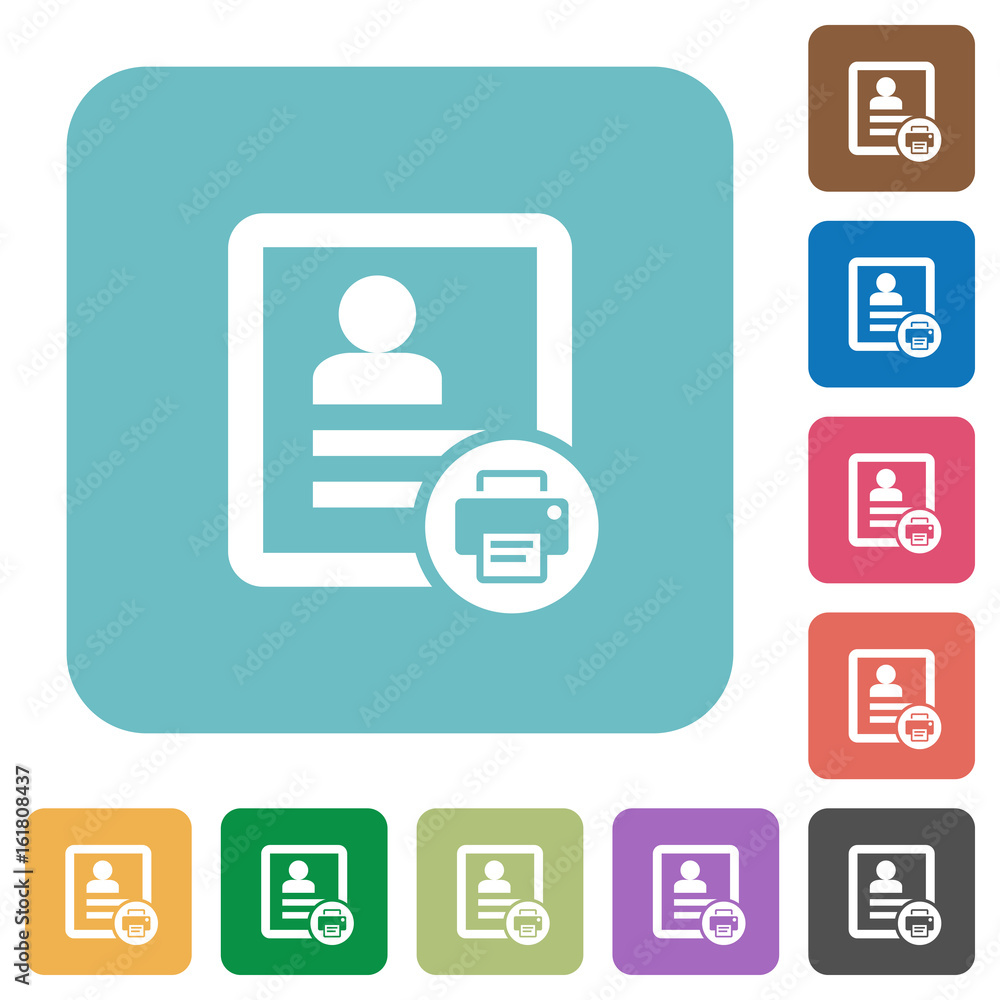 Print contact rounded square flat icons Print contact rounded square flat icons