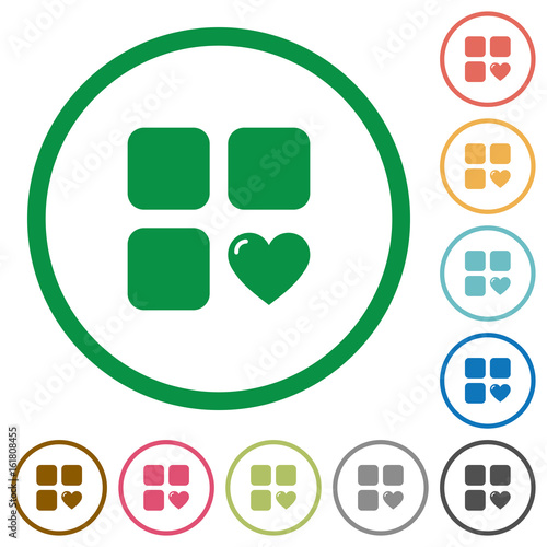 Favorite component flat icons with outlines