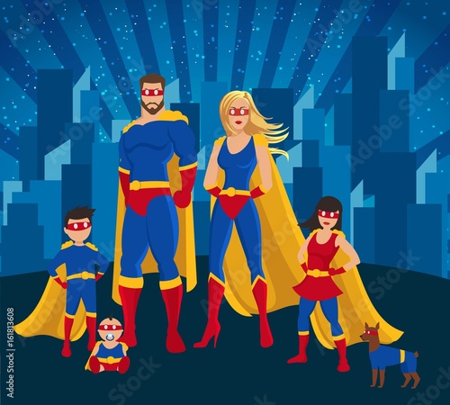 Family Of Superheroes Together Poster