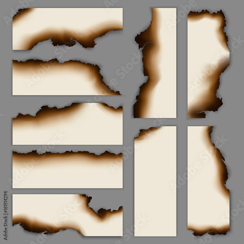 Realistic Burnt Scorched Paper Banners Collection