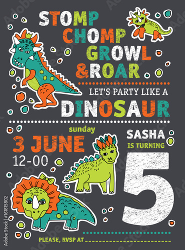 Invitation dinosaurs party birthday.