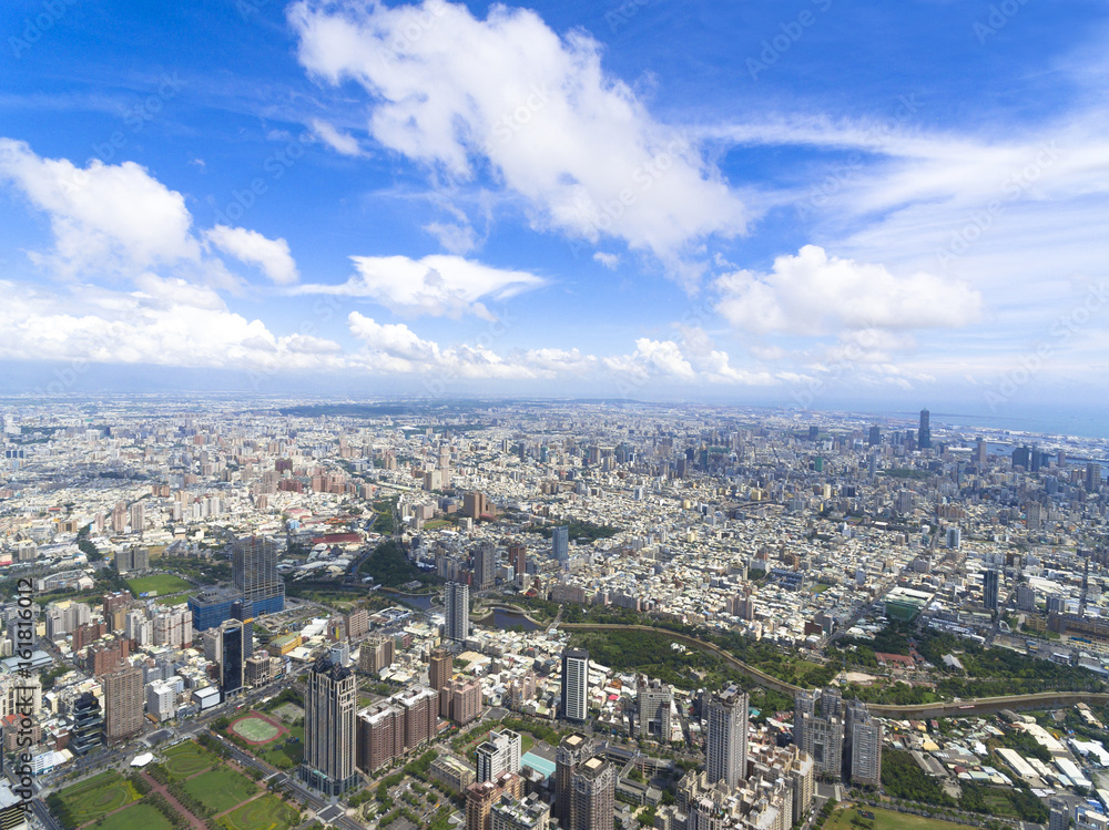 Aerial view of kaohsiung city . Taiwan.