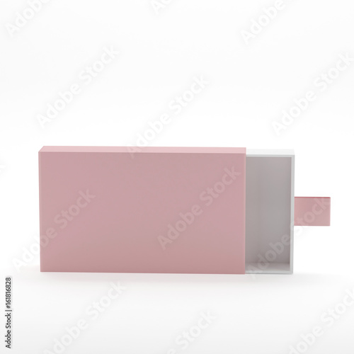 Elegant Sliding Box Mock-Up Template On Isolated White Background, 3D Illustration