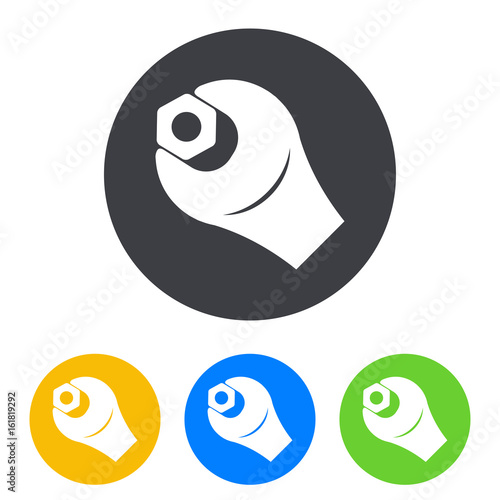 Icono plano llave con tuerca en circulo varios colores