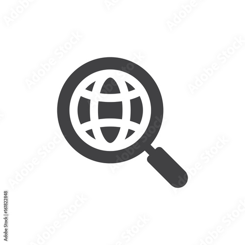 Global search icon vector, filled flat sign, solid pictogram isolated on white. Symbol, logo illustration. Pixel perfect