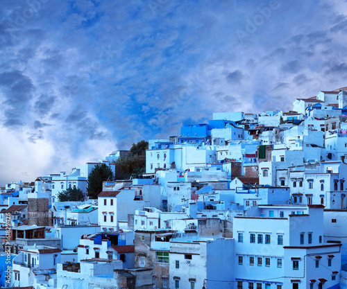 Panorama of Chefchaouen Blue Medina in Morocco, Africa © Zzvet
