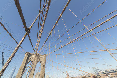 Brooklyn Bridge: brick tower & steel cable detail