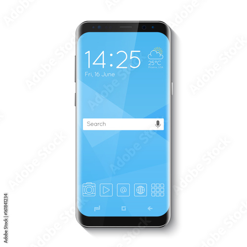 Popular top model of modern frameless smartphone. Technological 