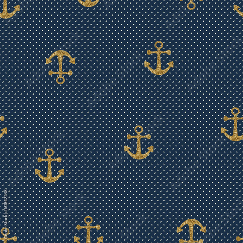 Vector hand drawn anchor seamless pattern